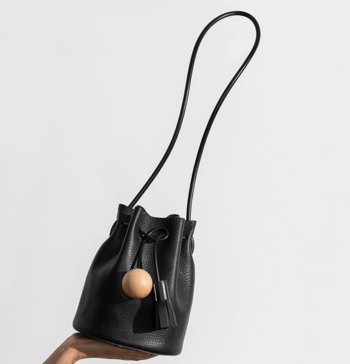 Mini Bucket in Pebbled Black